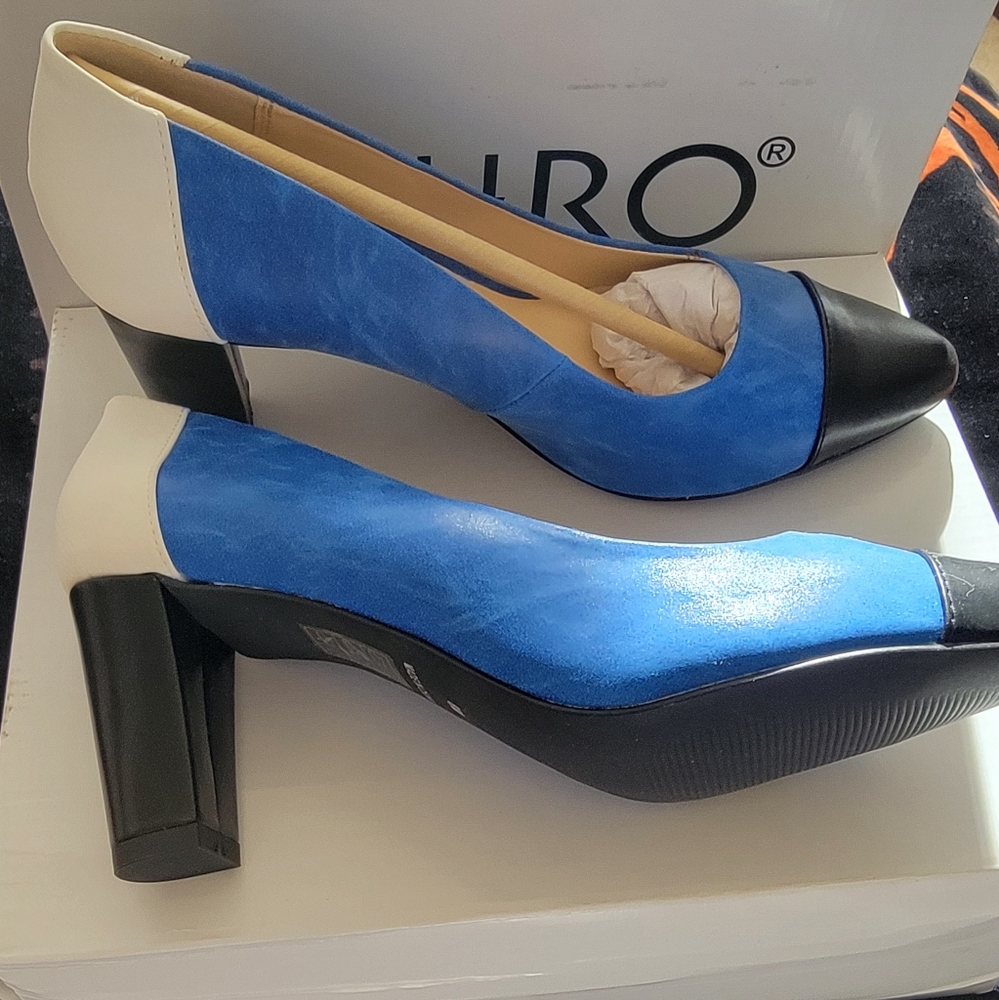 Elegant Blue and Black Women's Heels